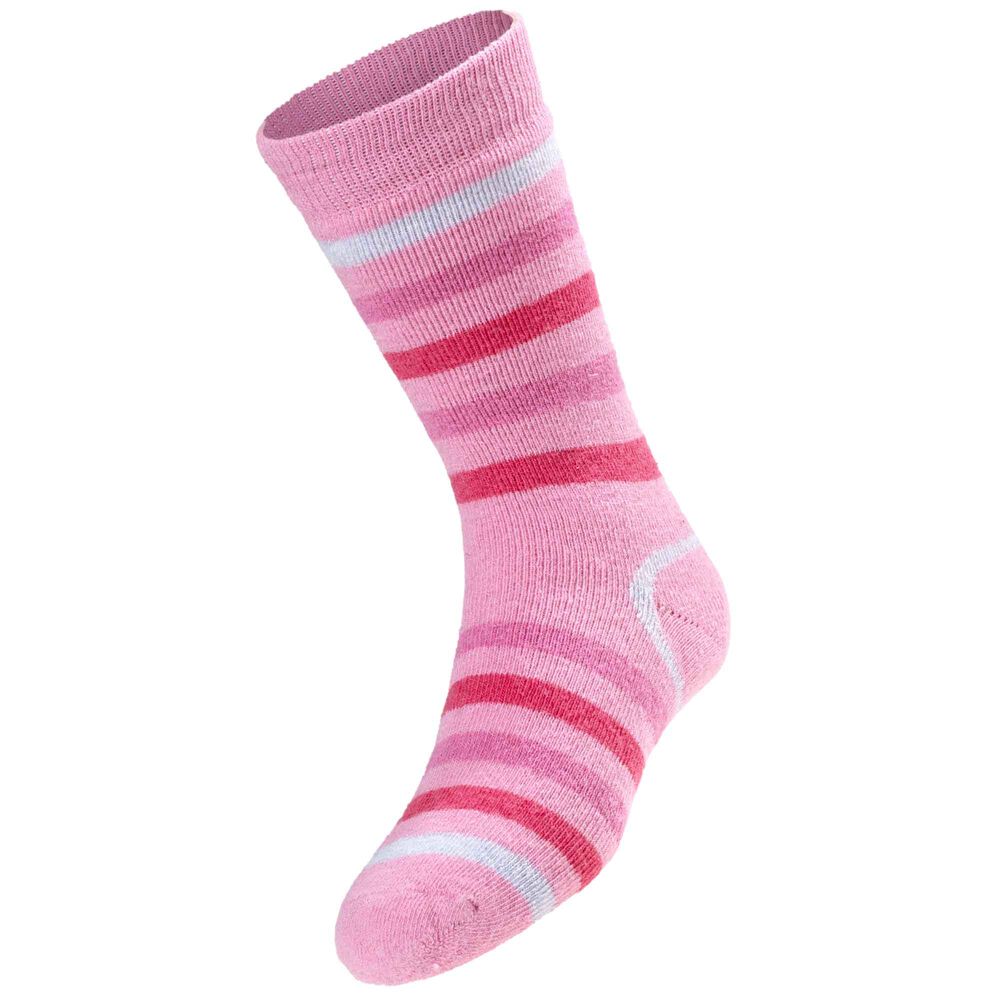 Tjocka ullstrumpor barn rosa rand, pink stripe, hi-res